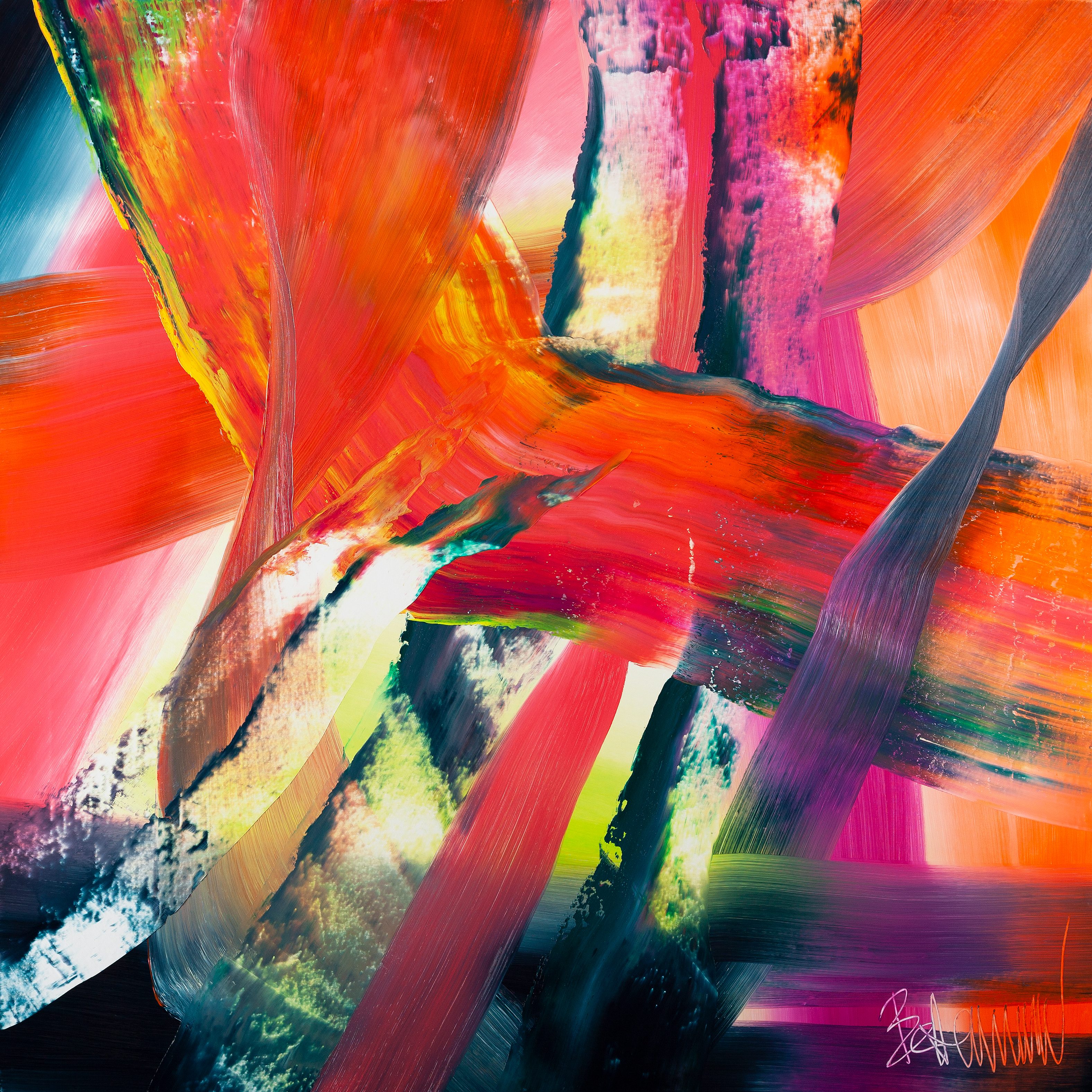 Claus Bertermann, 4FCB#CB, abstract painting, 2024, 150 × 150 cm, oil on canvas
