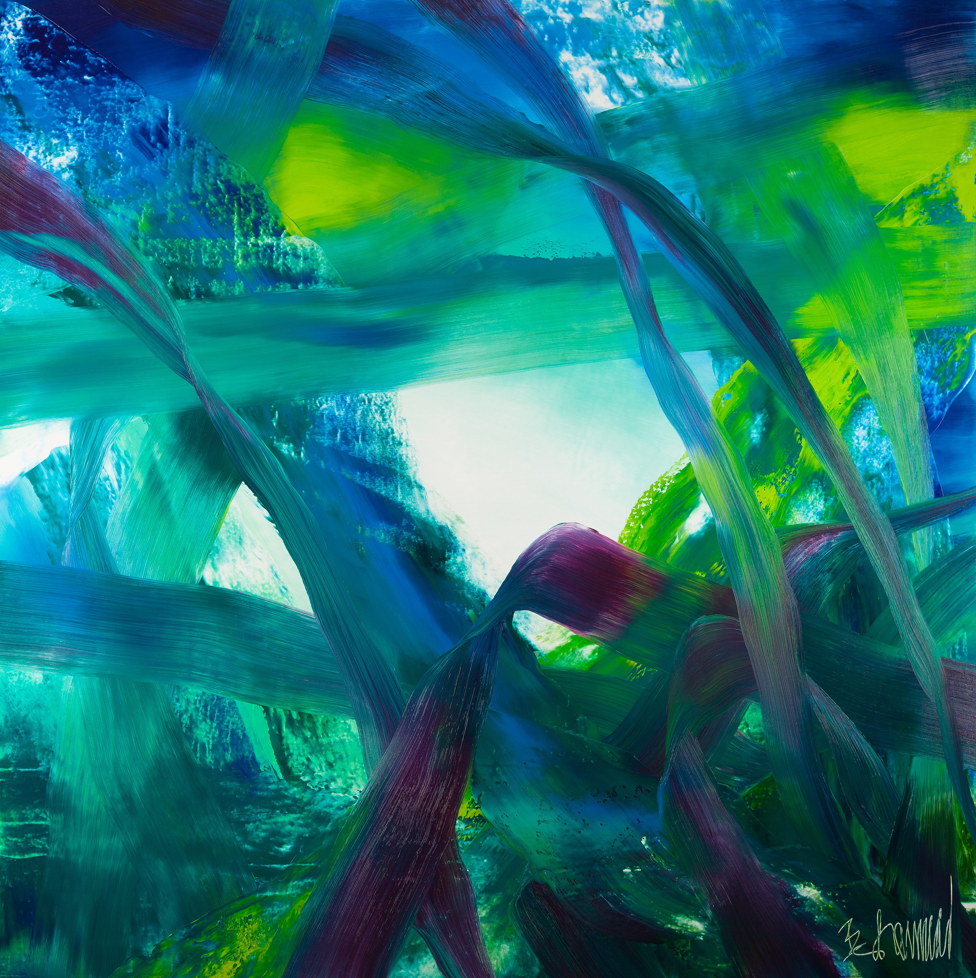 Claus Bertermann, 5TJ3#CB, abstract painting, 2021, 200 × 200 cm, oil on canvas