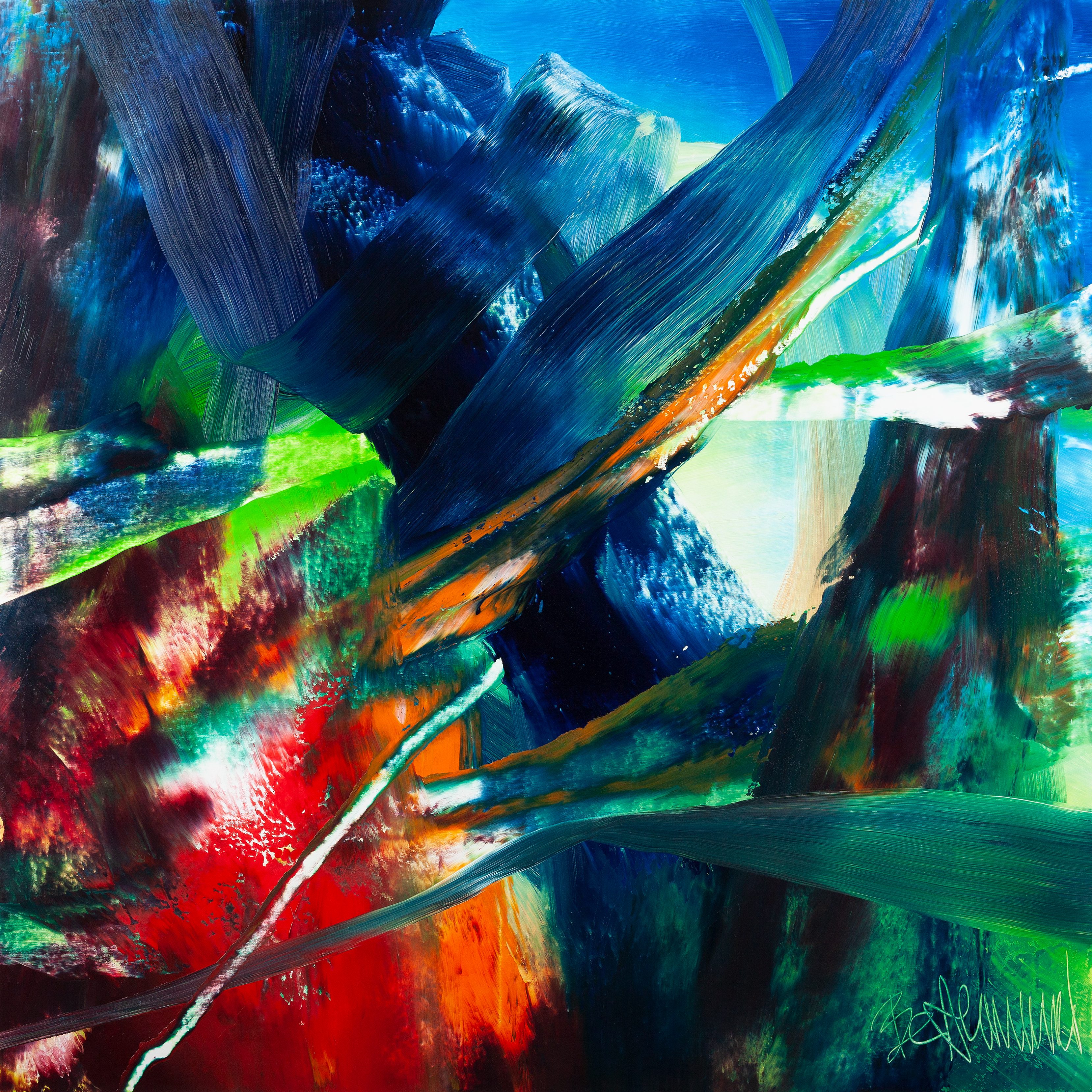 Claus Bertermann, 6ZT4#CB, abstract painting, 2020, 130 × 130 cm, oil on canvas