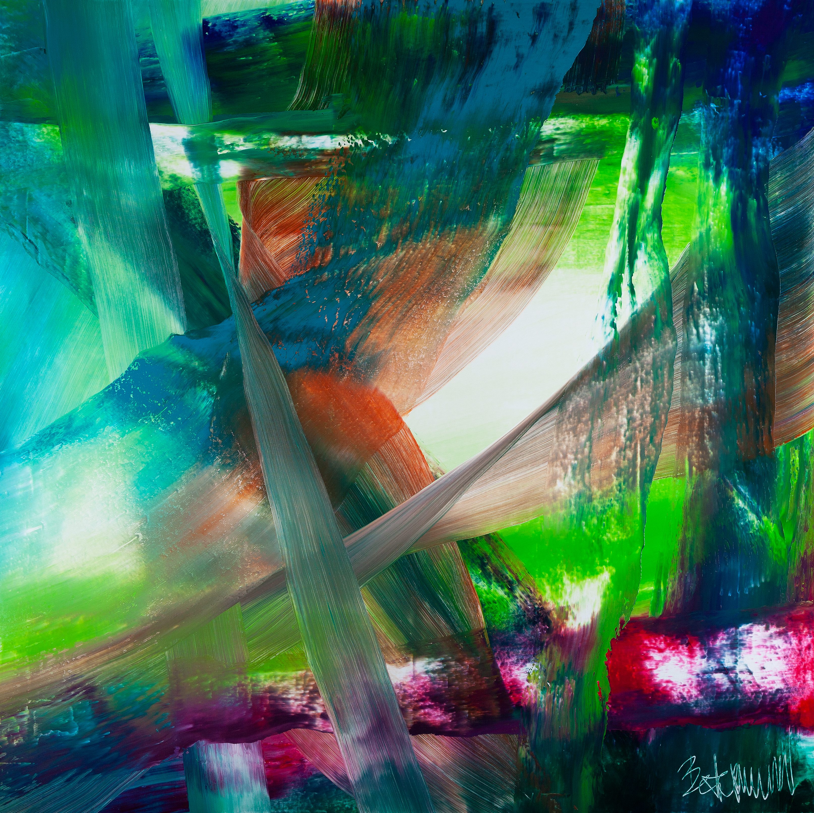 Claus Bertermann, 8K2G#CB, abstract painting, 2020, 160 × 160 cm, oil on canvas