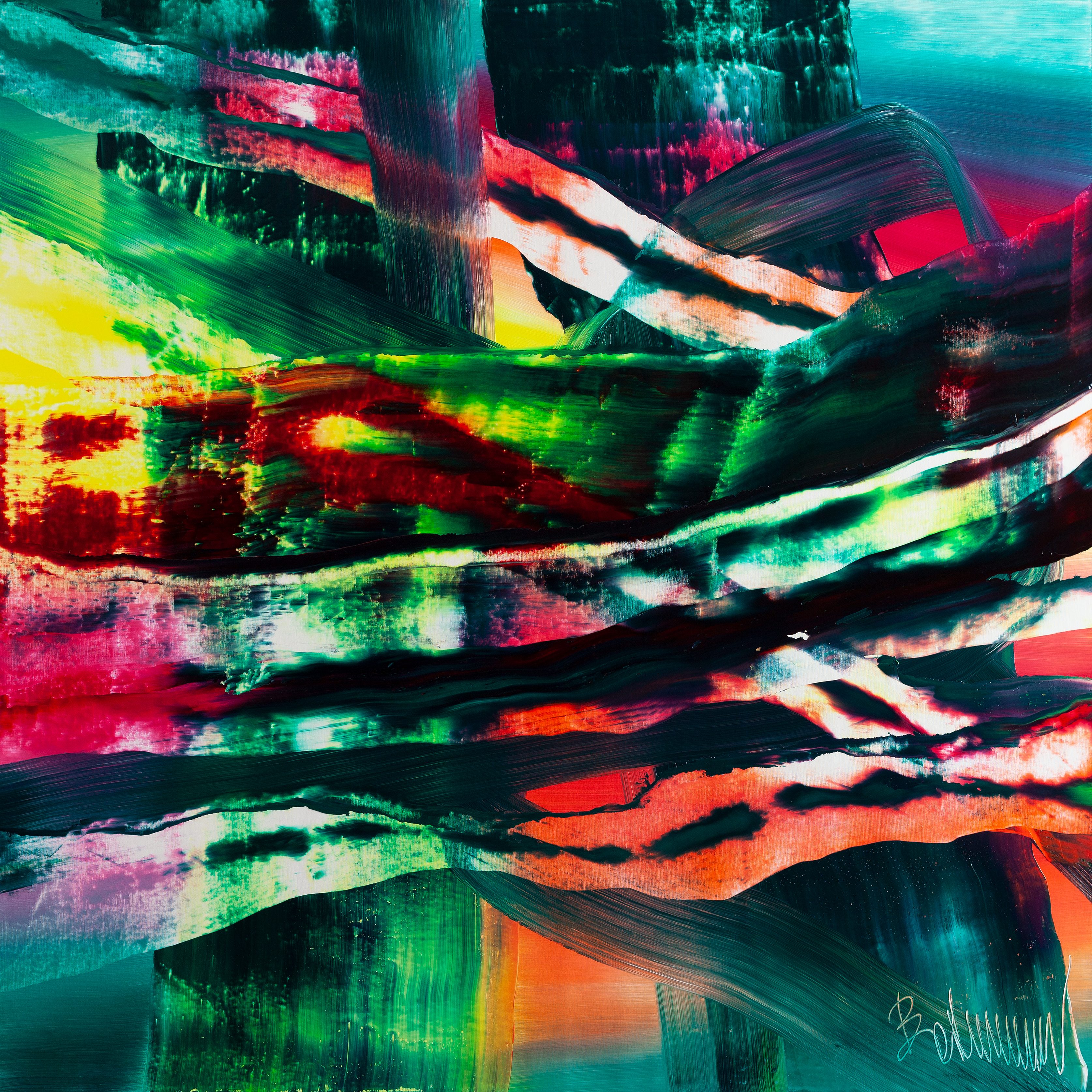 Claus Bertermann, 9ENL#CB, abstract painting, 2024, 150 × 150 cm, oil on canvas