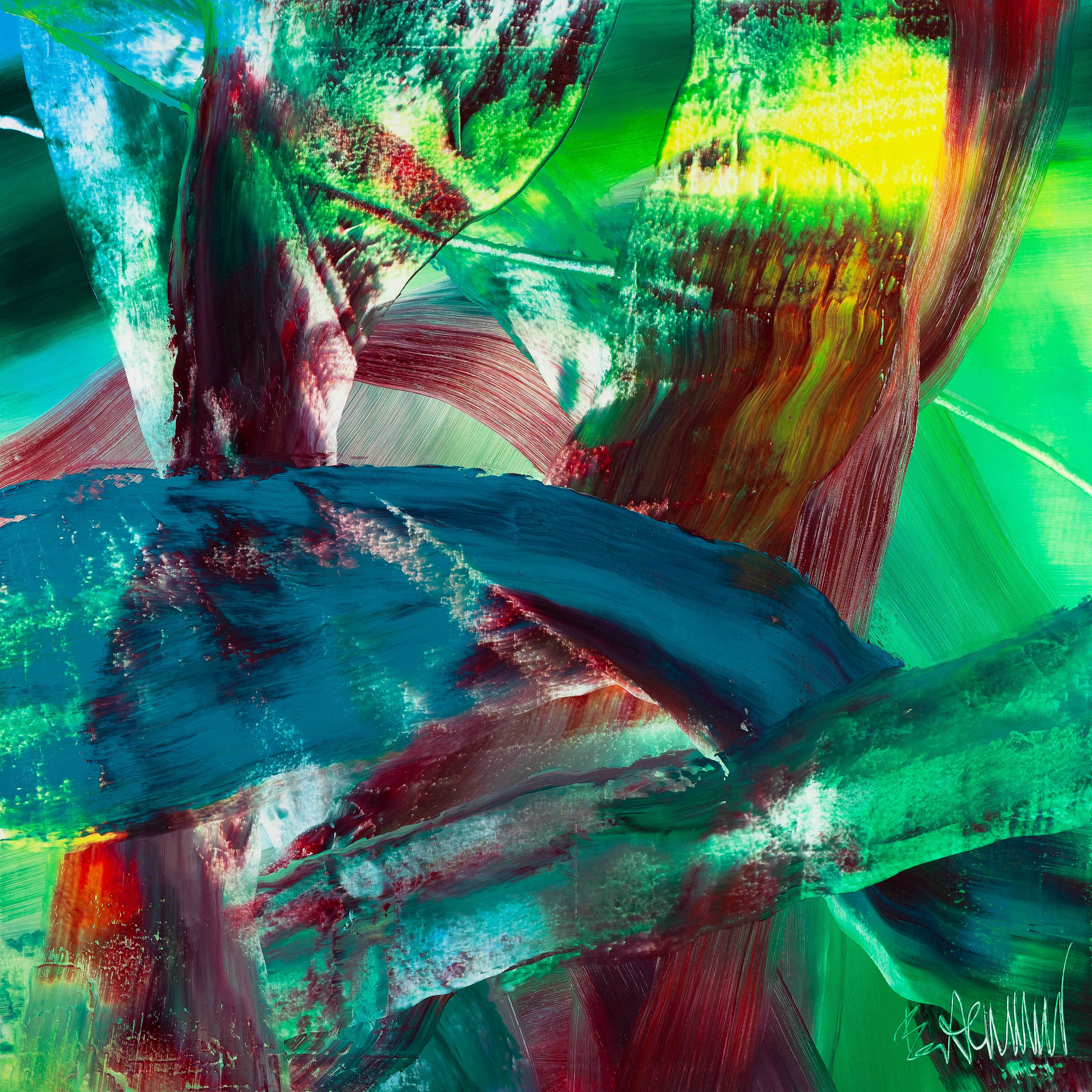 Claus Bertermann, G223#CB, abstract painting, 2020, 150 × 150 cm, oil on canvas