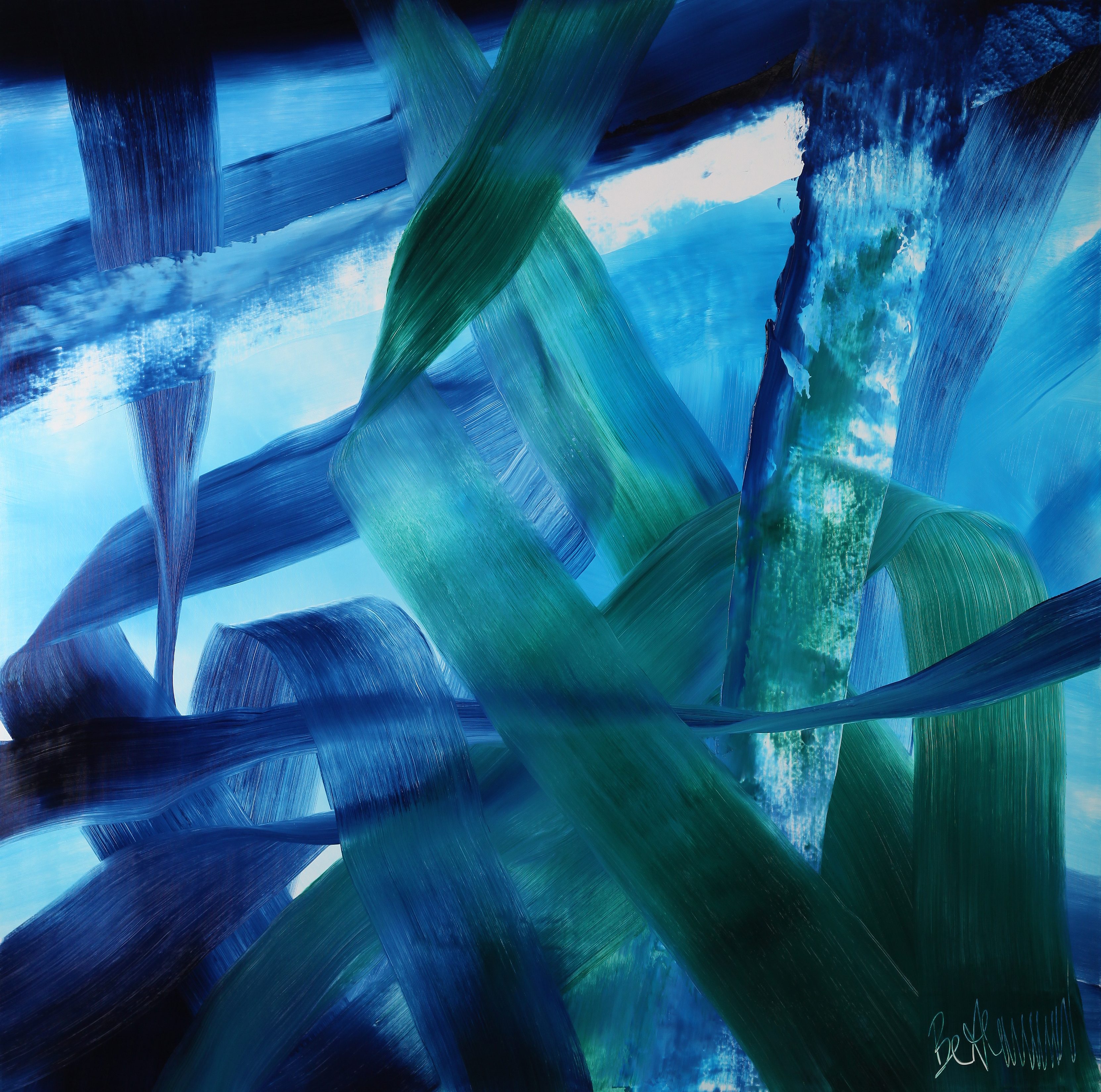 Claus Bertermann, Groove, abstract painting, 2023, 155 × 155 cm, oil on canvas