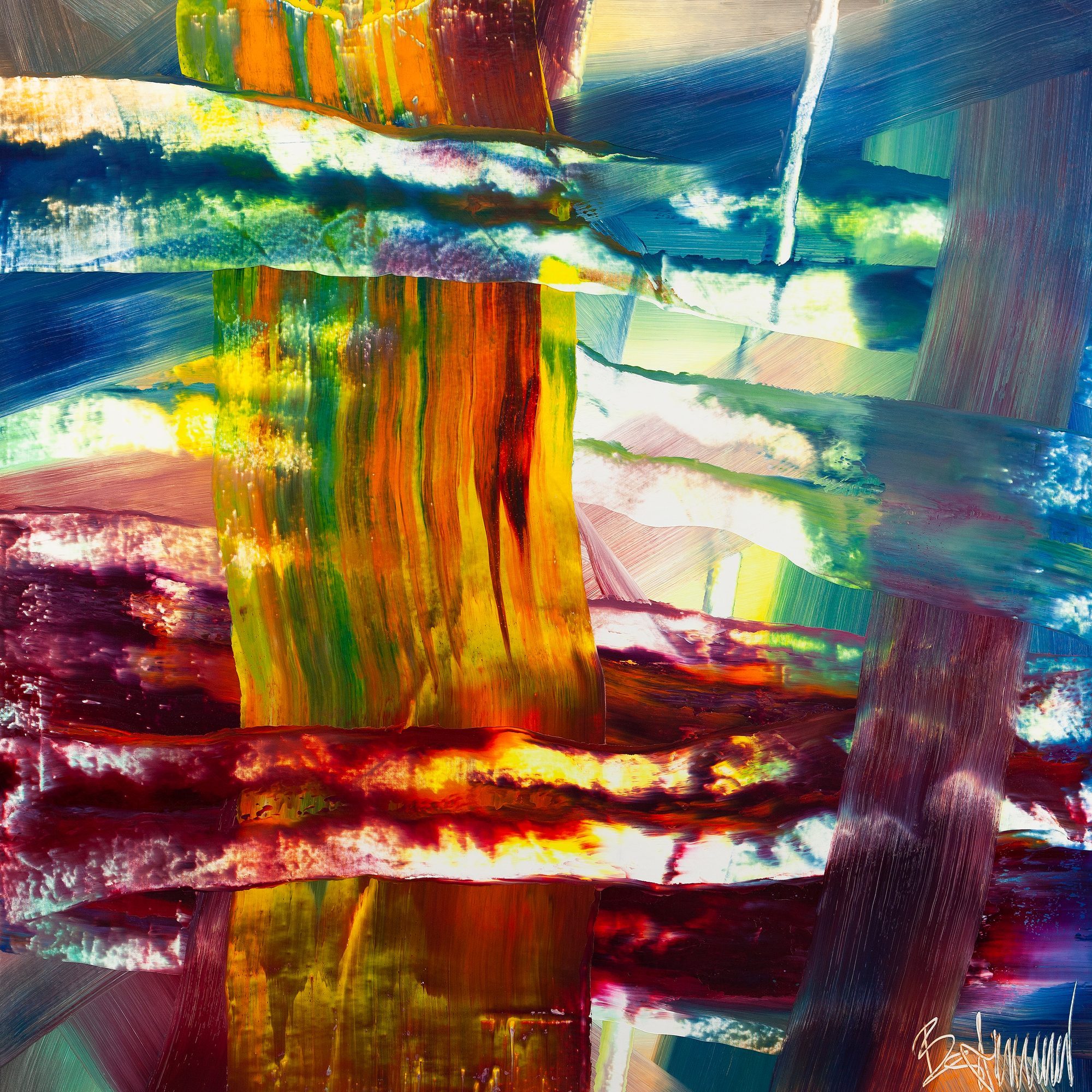Claus Bertermann - H232#CB, contemporary abstract painting, Oil on canvas, 150x150 cm (59.1 × 59.1 inches), 2024
