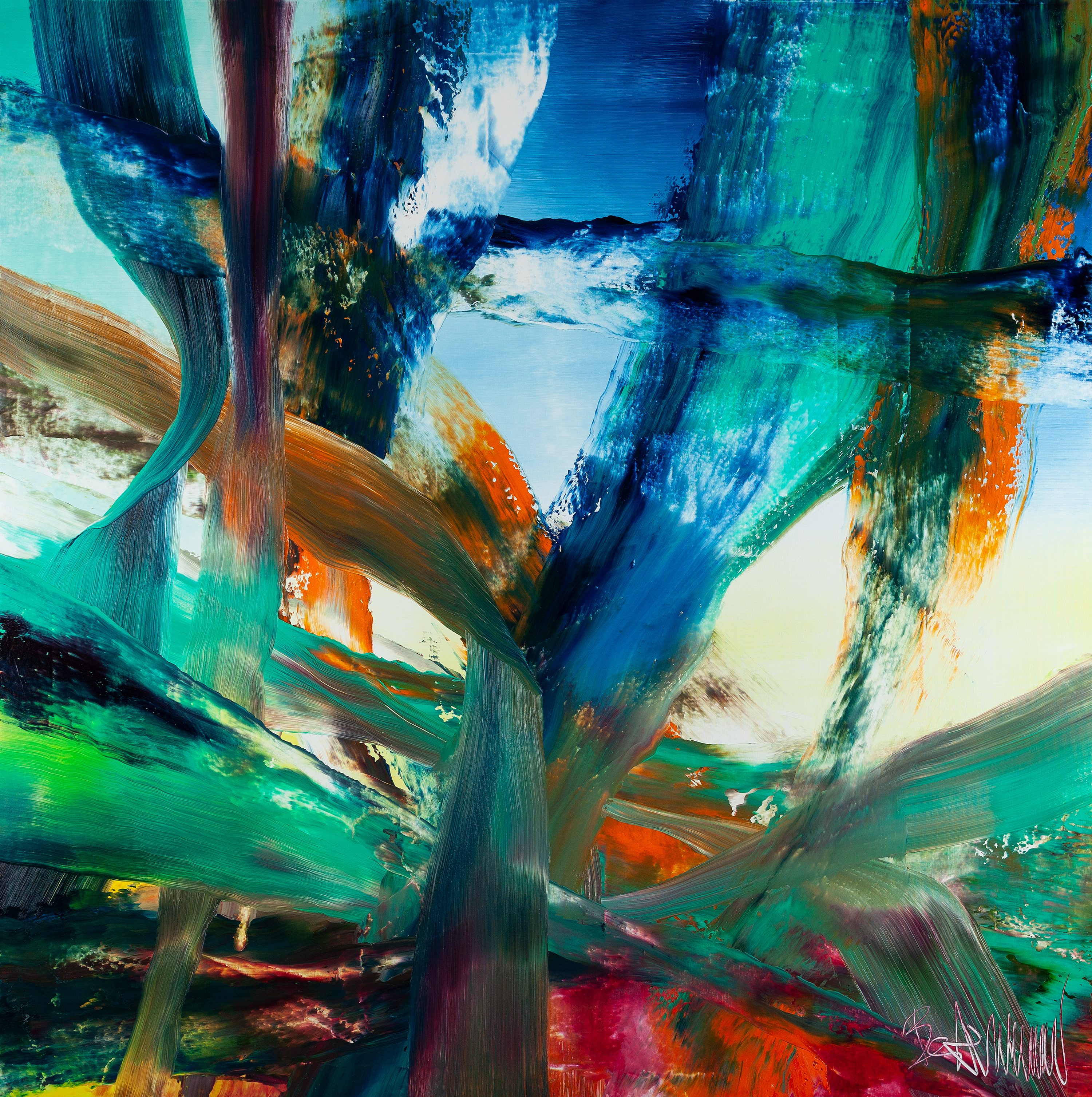 Claus Bertermann, HUVA#CB, abstract painting, 2020, 150 × 150 cm, oil on canvas