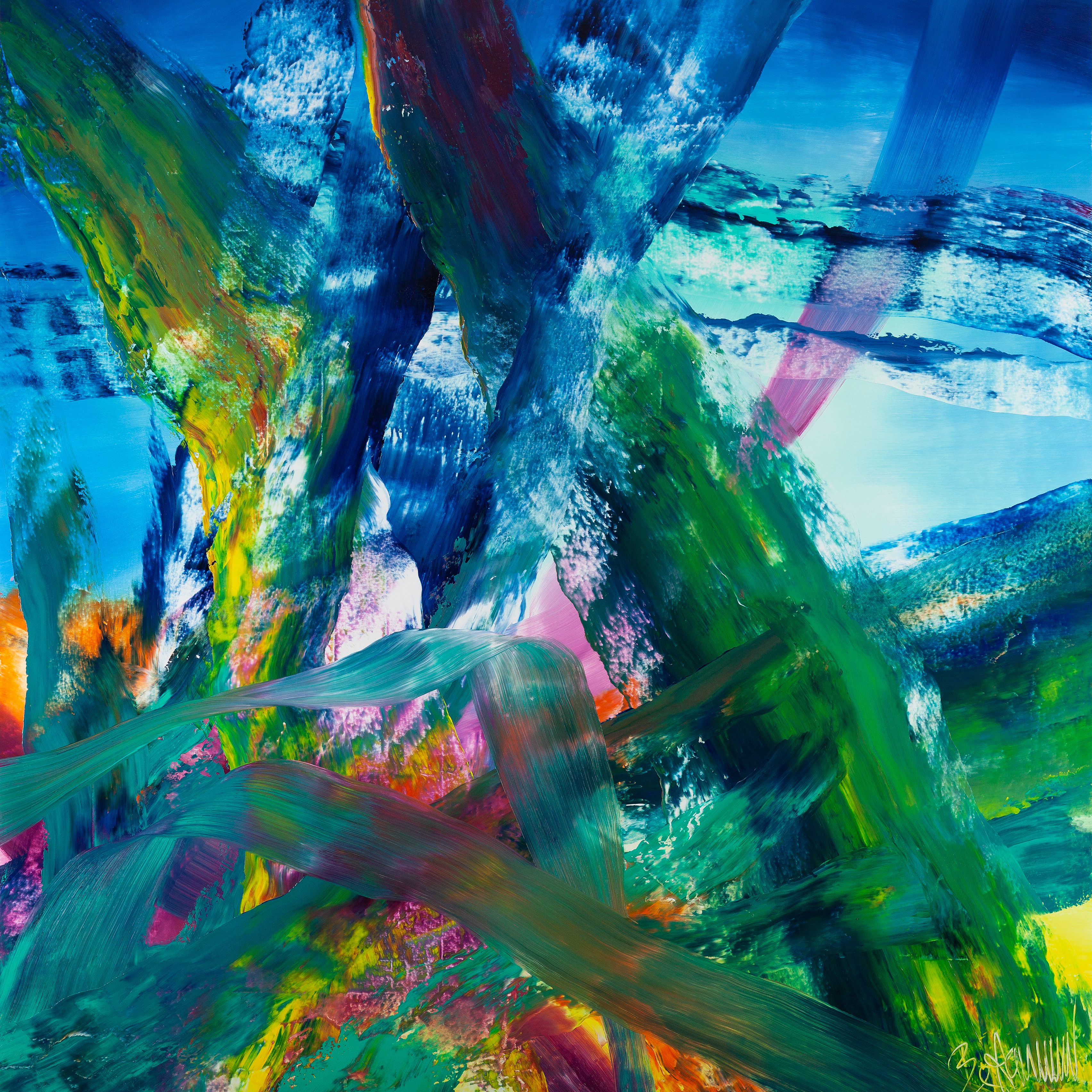 Claus Bertermann, IPG6#CB, abstract painting, 2021, 200 × 200 cm, oil on canvas
