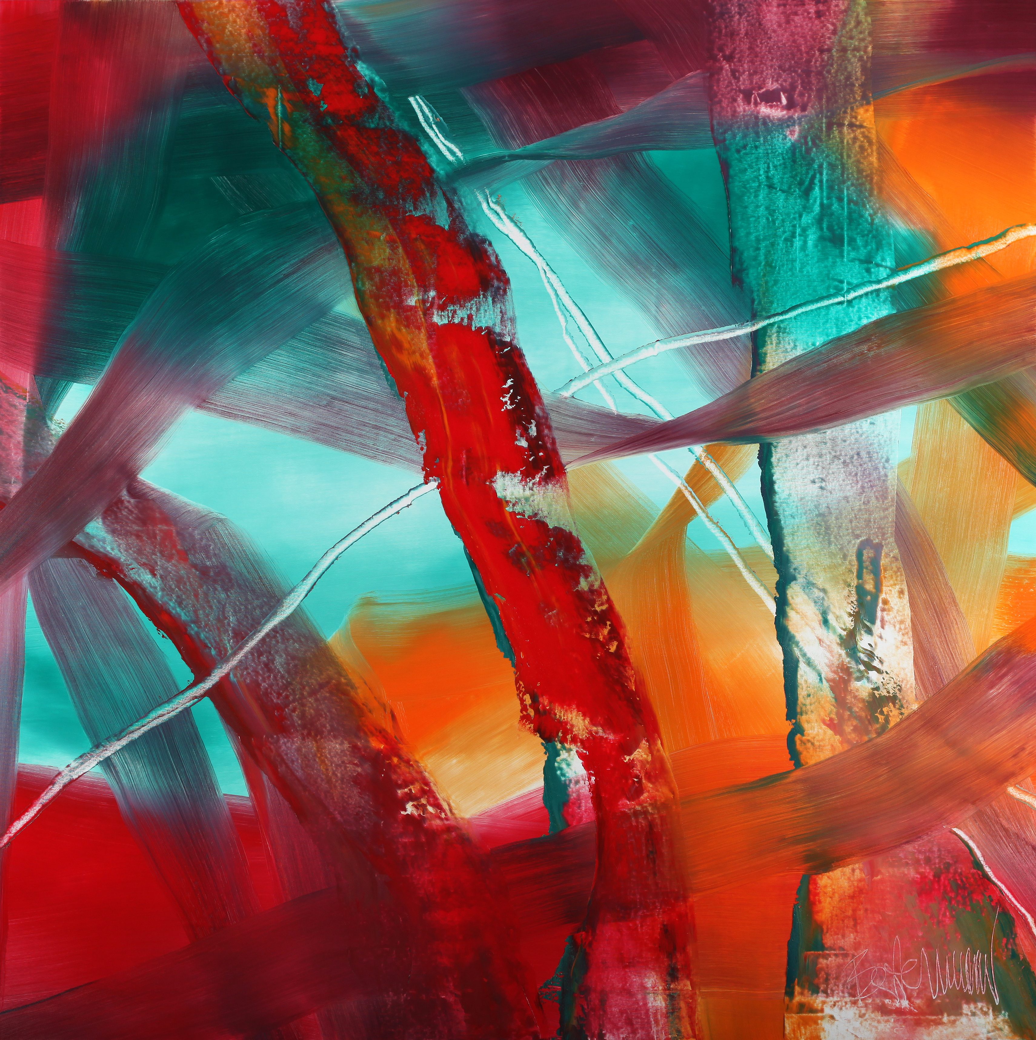 Claus Bertermann, J7KK#CB, abstract painting, 2024, 160 × 160 cm, oil on canvas