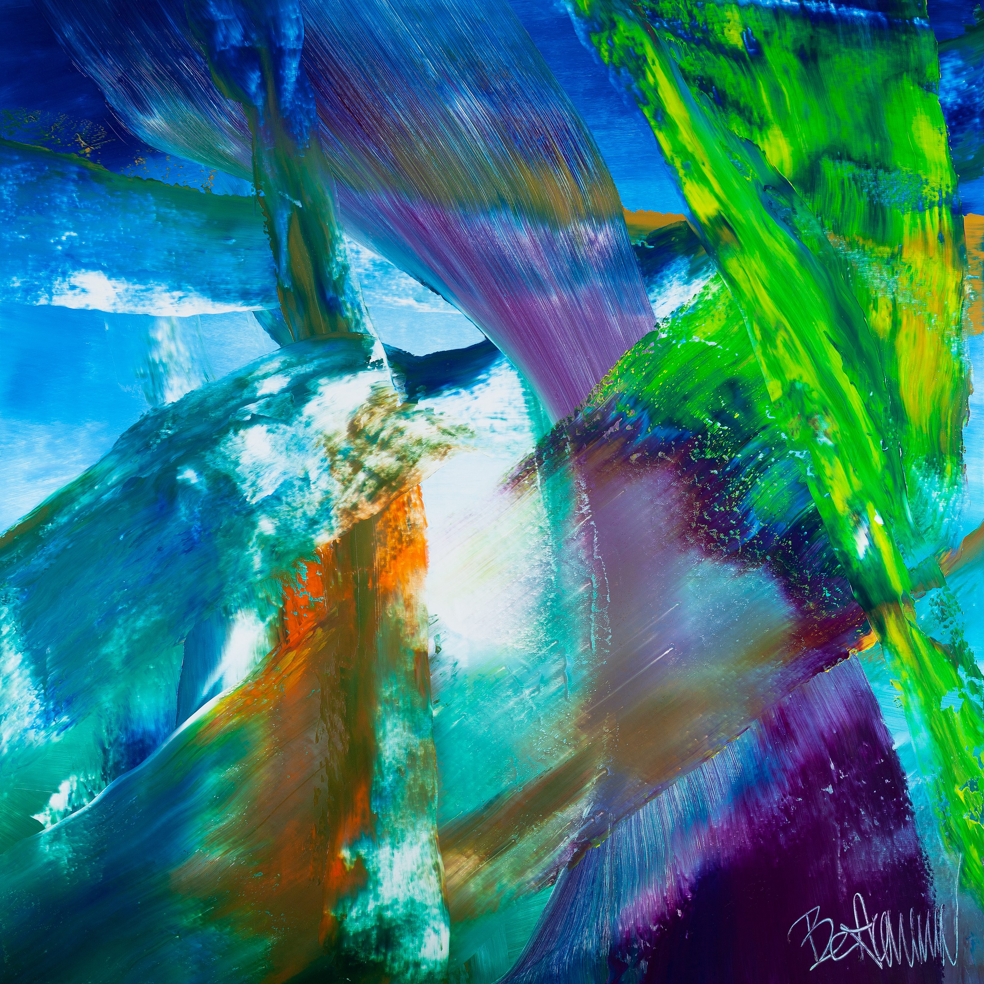 Claus Bertermann, KR44#CB, abstract painting, 2020, 130 × 130 cm, oil on canvas