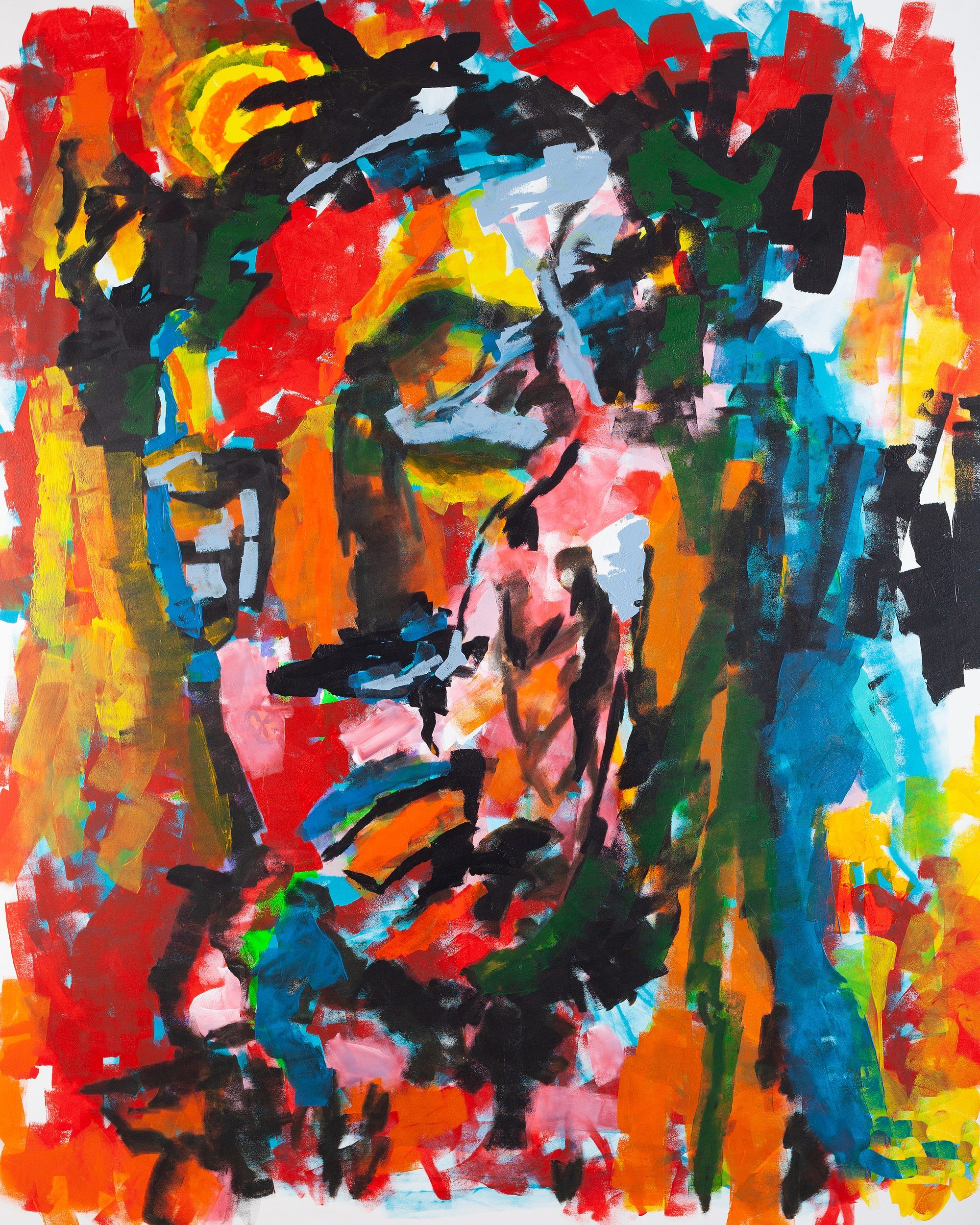 Claus Bertermann - Laureas, contemporary figurative painting, Acrylic and oil stick on canvas, 200x160 cm (78.7 × 63.0 inches), 2024
