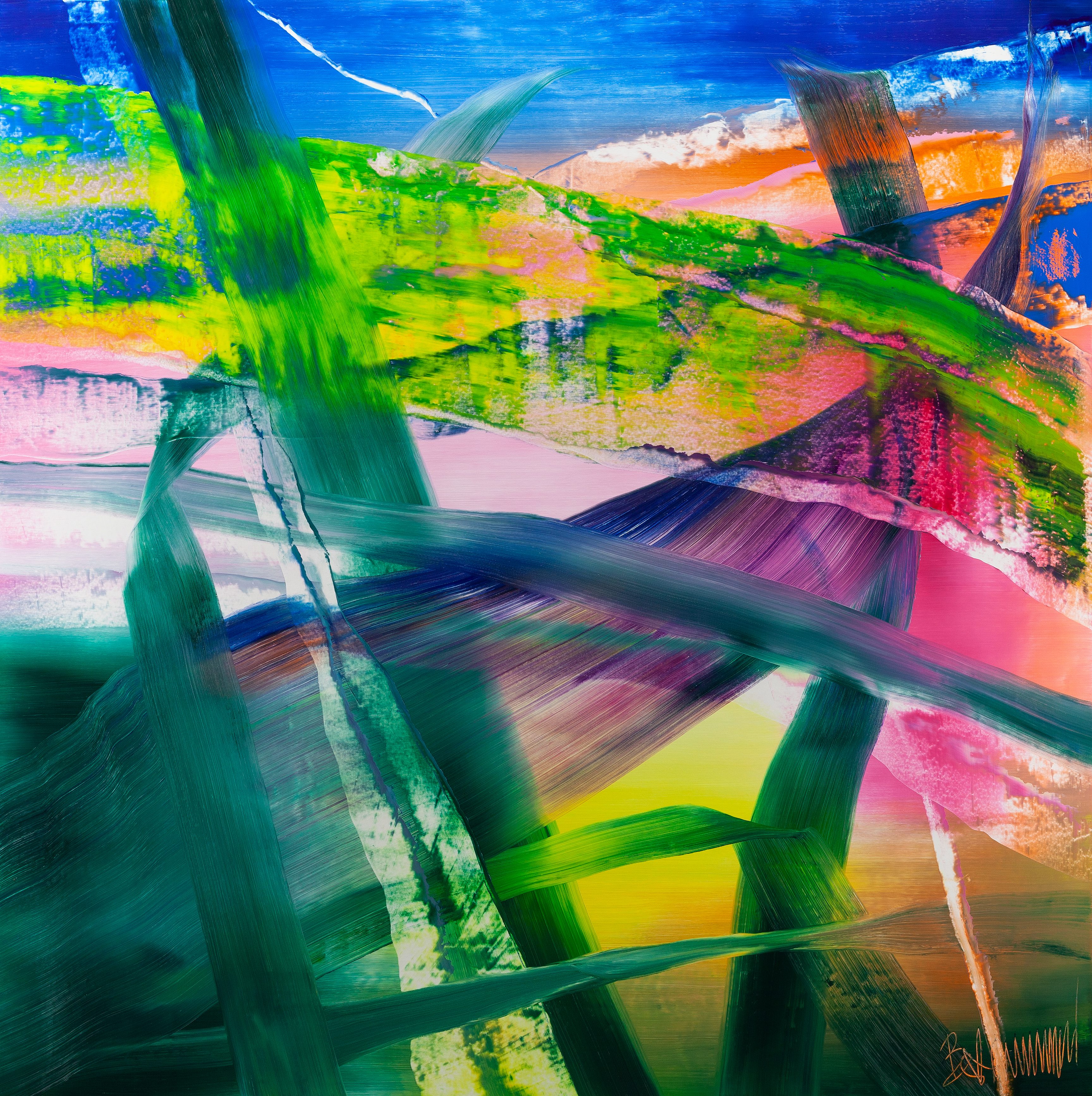 Claus Bertermann, QW2W#CB, abstract painting, 2021, 200 × 200 cm, oil on canvas