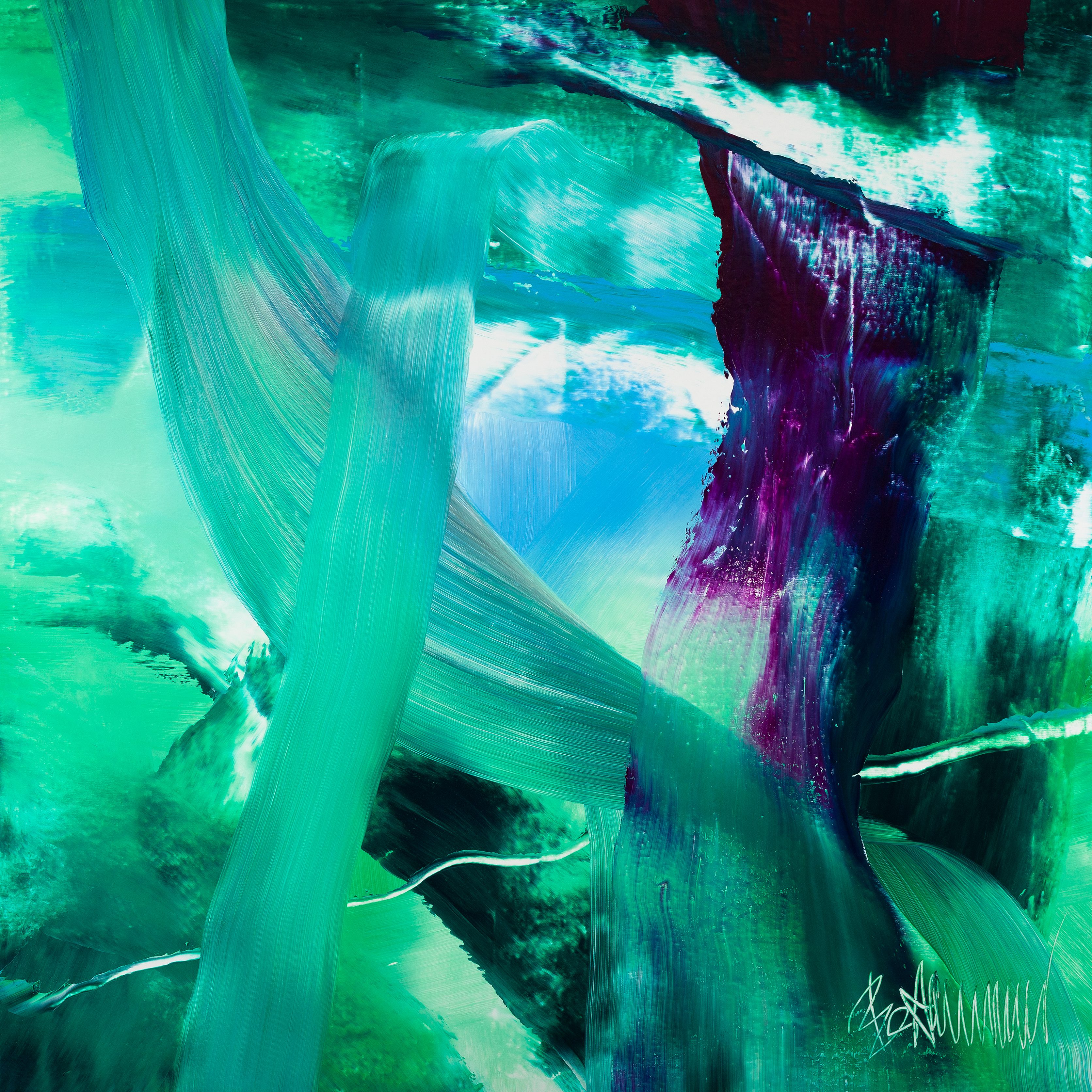 Claus Bertermann, S77D#CB, abstract painting, 2019, 130 × 130 cm, oil on canvas