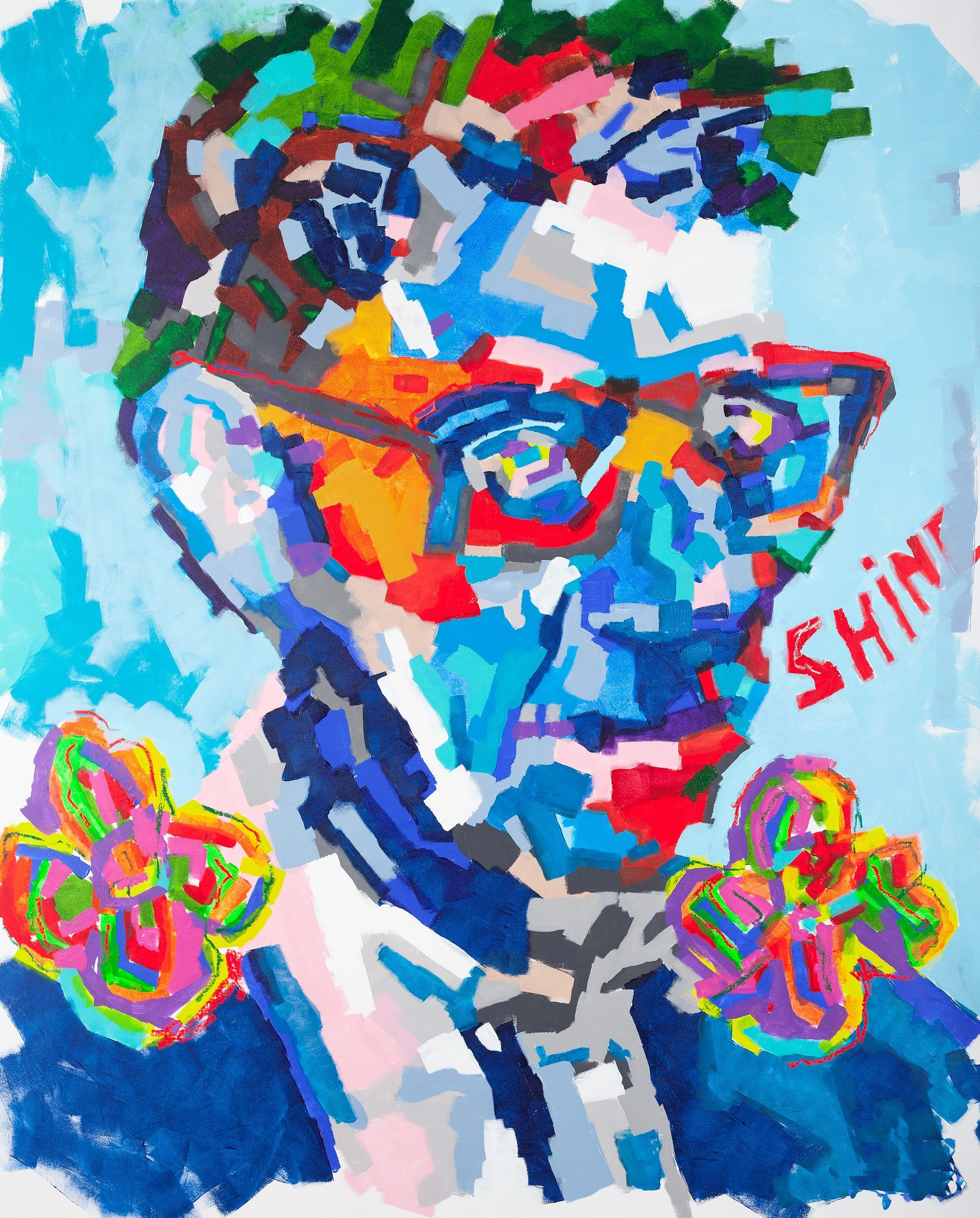 Claus Bertermann - Shine, contemporary figurative painting, Acrylic and oil stick on canvas, 200x160 cm (78.7 × 63.0 inches), 2024