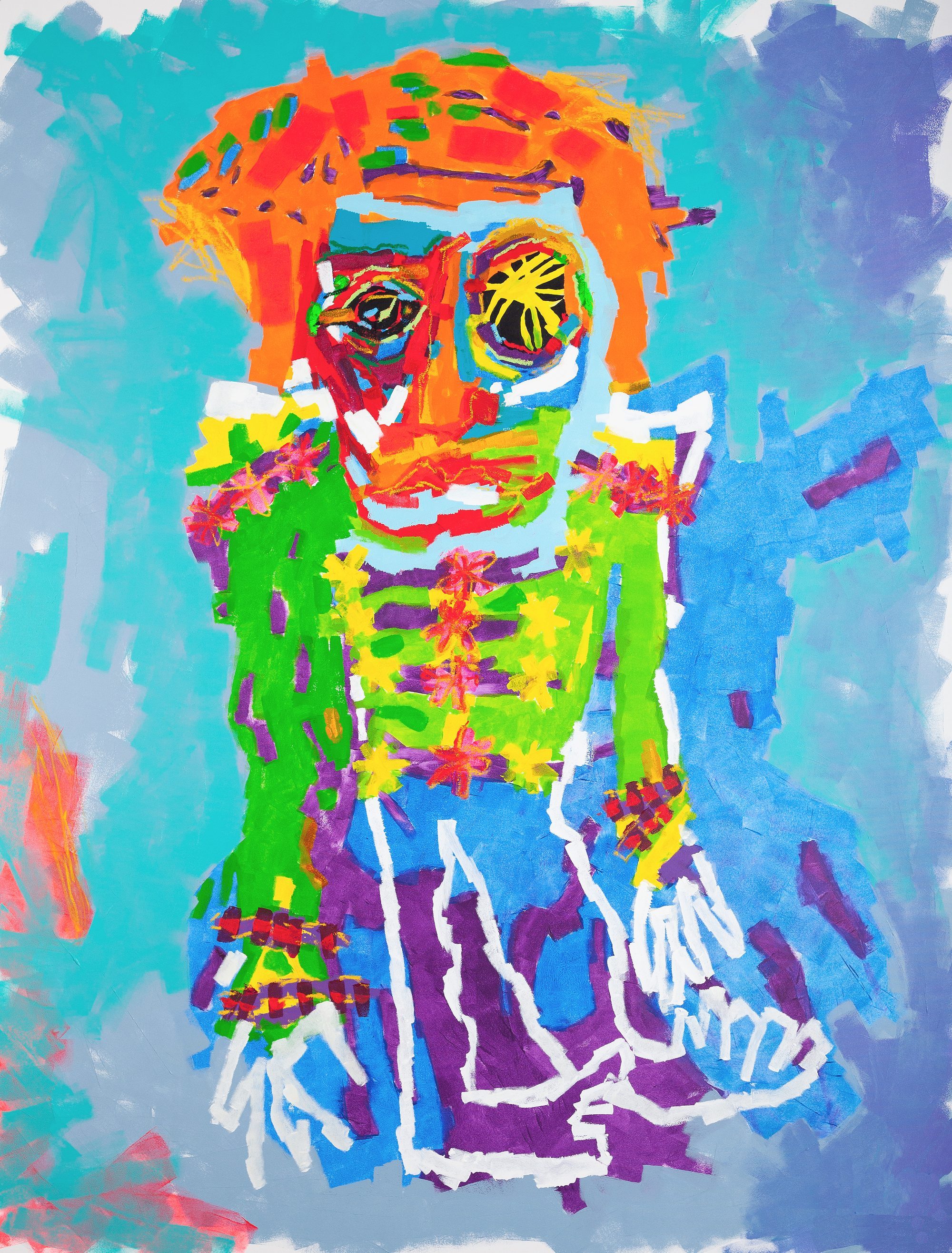 Claus Bertermann - The Committee Chairman, contemporary figurative painting, Acrylic and oil stick on canvas, 210x160 cm (82.7 × 63.0 inches), 2024