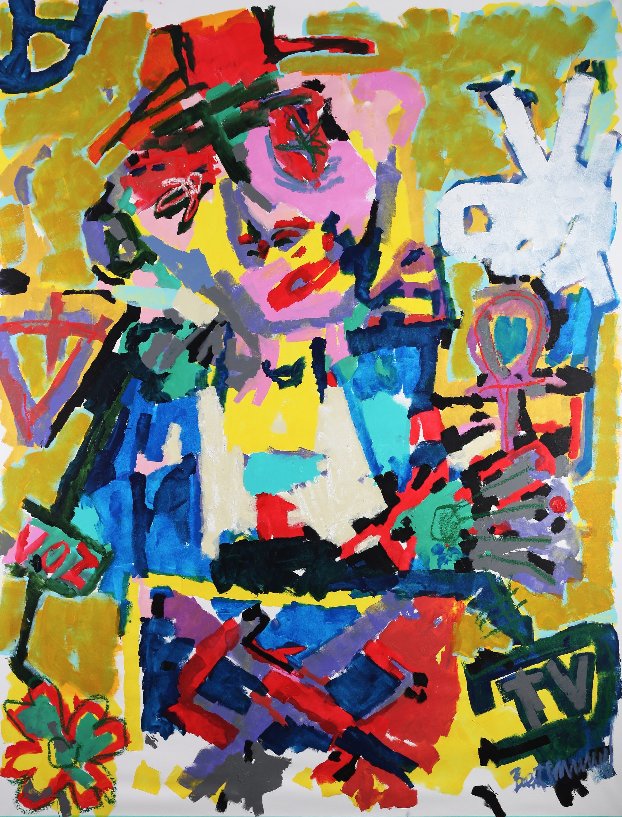 Claus Bertermann - The Lawmaker, contemporary figurative painting, Acrylic and oil stick on canvas (based on a sketch from Poet Marcelino Fernandez Suarez), 210x160 cm (82.7 × 63.0 inches), 2023