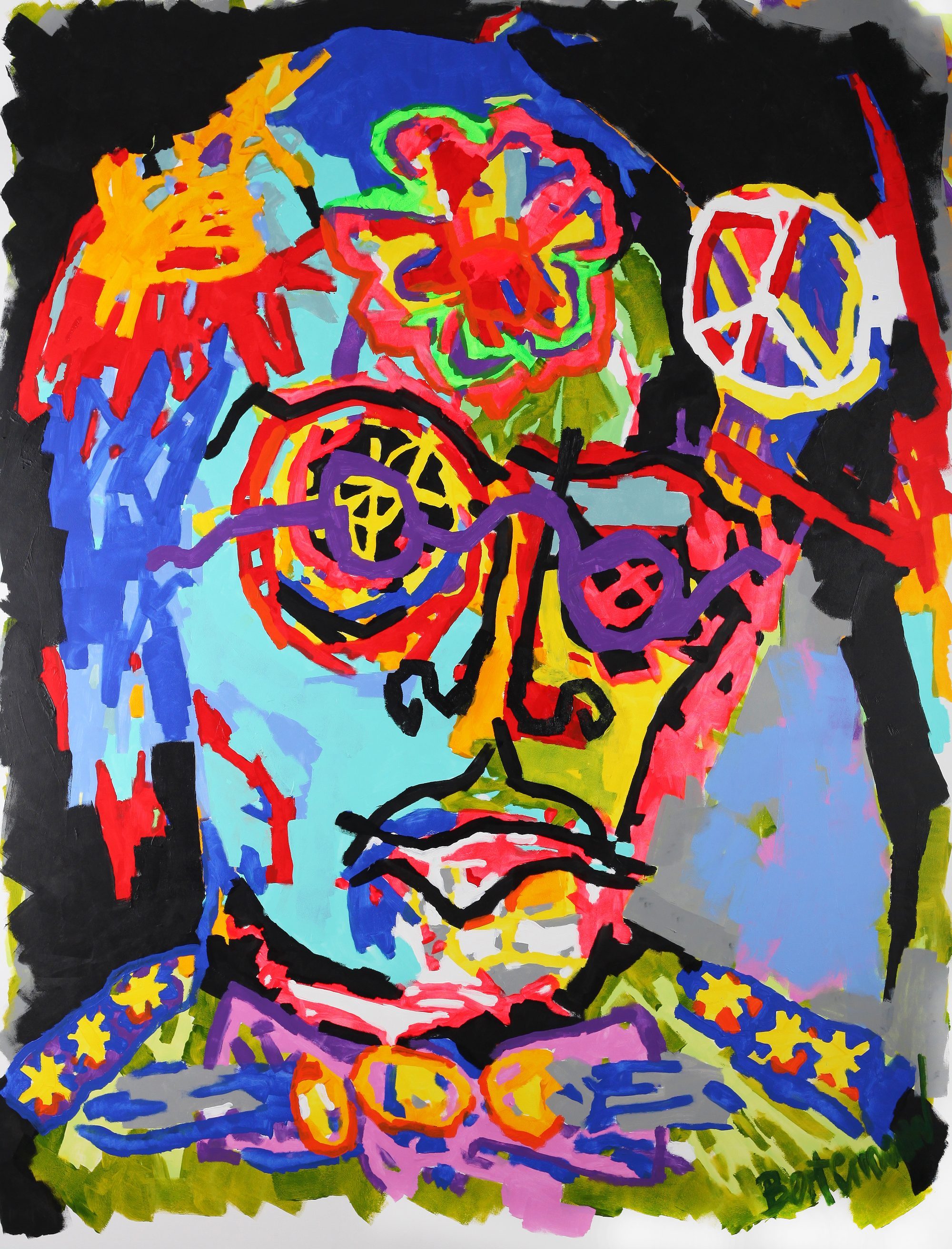 Claus Bertermann - The Peacelord, contemporary figurative painting, Acrylic and oil stick on canvas, 210x160 cm (82.7 × 63.0 inches), 2023