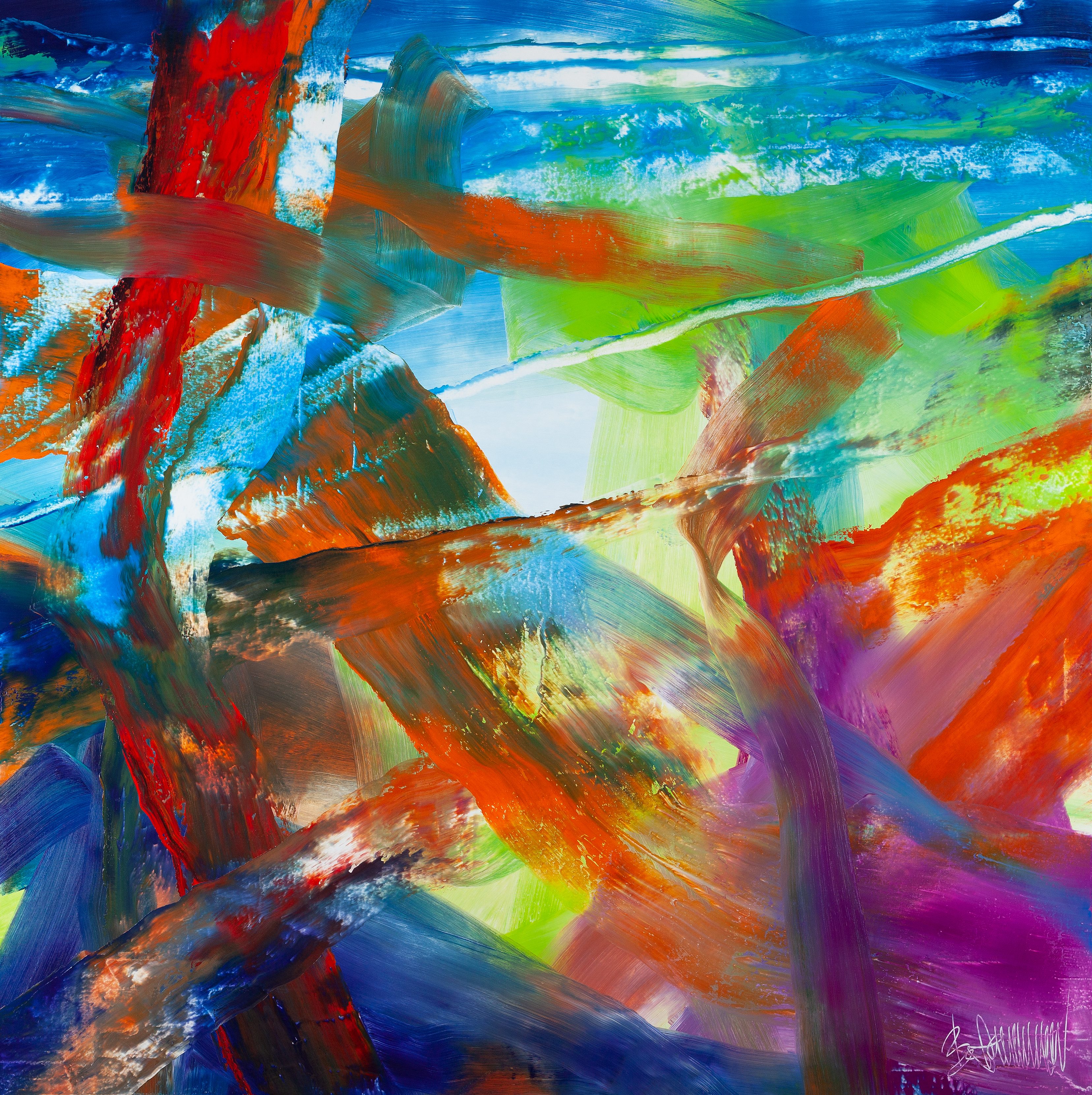Claus Bertermann, V2F2#CB, abstract painting, 2021, 200 × 200 cm, oil on canvas