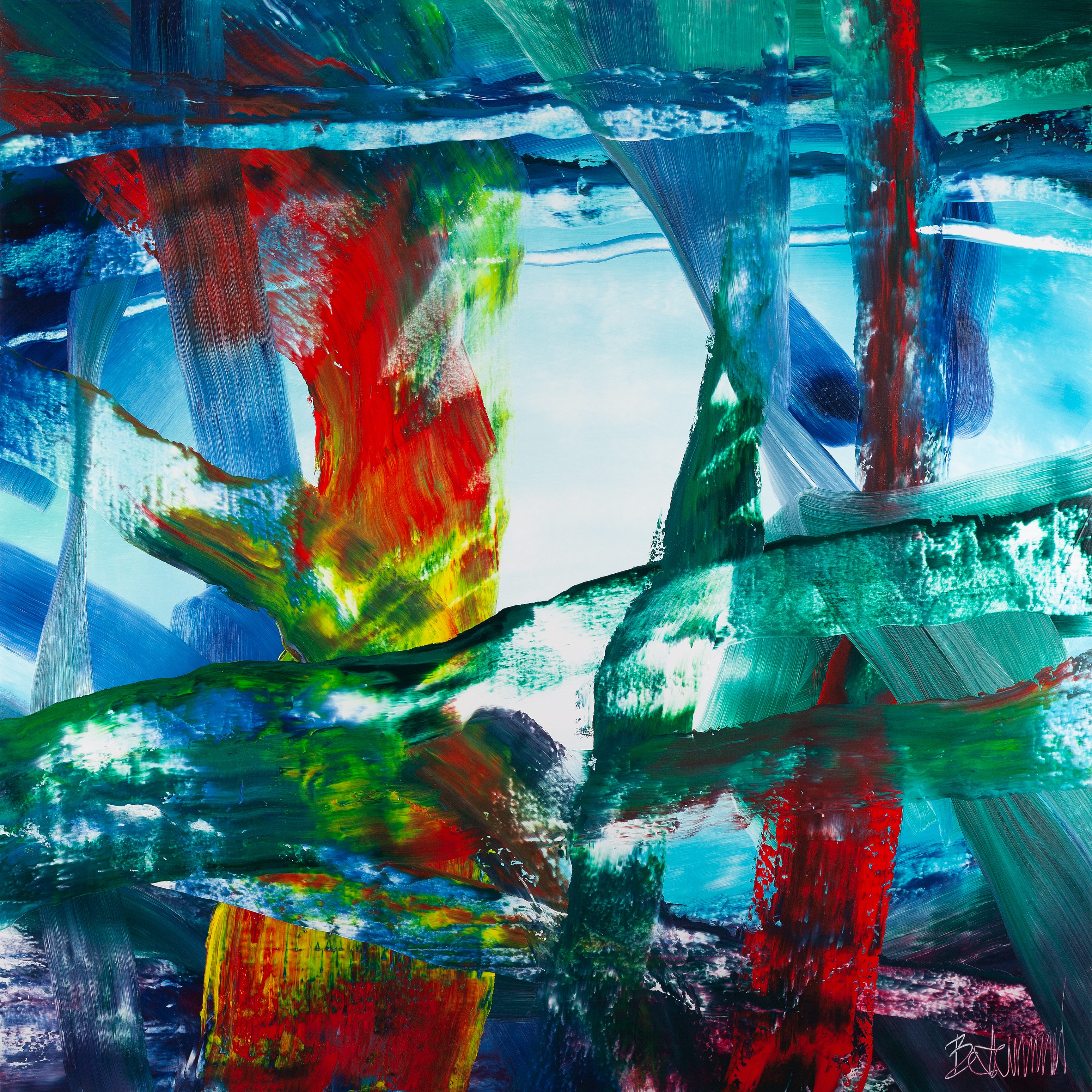 Claus Bertermann, V5SL#CB, abstract painting, 2021, 200 × 200 cm, oil on canvas